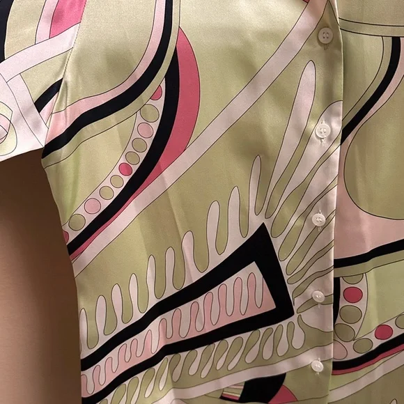 ICONIC Kasper Multicolor Abstract Silk Blouse - Picture 6 of 11